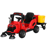 Kids 12V Electric Ride On Street Sweeper Vehicle with optional Parent Remote Control (Red)
