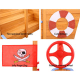 Wooden Boat Sand Pit with Canopy and Bench Seats (1.65m)