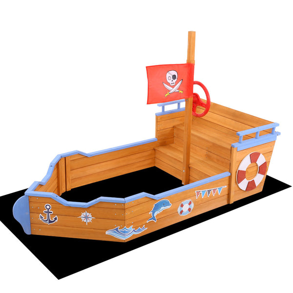 Wooden Boat Sand Pit with Bench Seats (165cm)