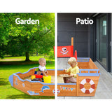 Wooden Boat Sand Pit with Bench Seats (165cm)