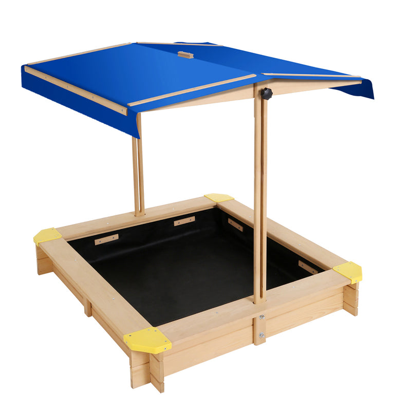 Wooden Sandbox Sand Pit with Canopy and Bench Seats (1.01m)