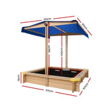 Wooden Sandbox Sand Pit with Canopy and Bench Seats (1.01m)