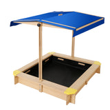 Wooden Sandbox Sand Pit with Canopy and Bench Seats (1.01m)