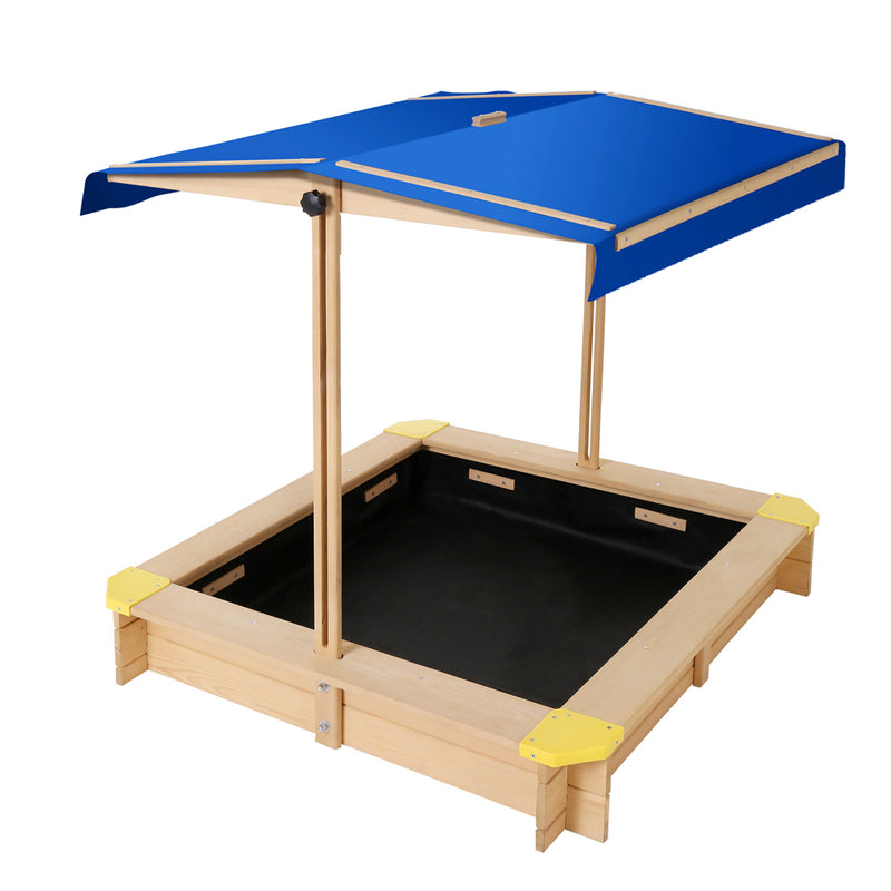 Wooden Sandbox Sand Pit with Canopy and Bench Seats (1.01m)
