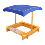 Wooden Sand Pit with Canopy, Bench Seats, and Water Basins (1.03m)