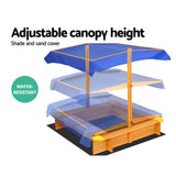 Wooden Sand Pit with Canopy, Bench Seats, and Water Basins (1.03m)