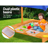 Wooden Sand Pit with Canopy, Bench Seats, and Water Basins (1.03m)
