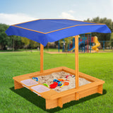 Wooden Sand Pit with Canopy, Bench Seats, and Water Basins (1.03m)