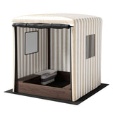 Kids Cabana-Style Sandpit with Canopy Windows, Water Basin and Bench Seats (1.2m)