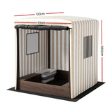 Kids Cabana-Style Sandpit with Canopy Windows, Water Basin and Bench Seats (1.2m)