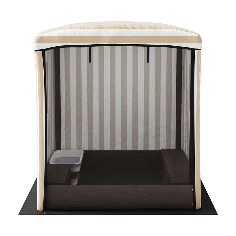 Kids Cabana-Style Sandpit with Canopy Windows, Water Basin and Bench Seats (1.2m)
