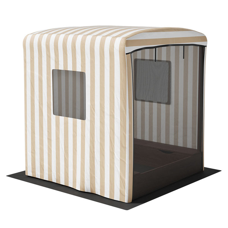Kids Cabana-Style Sandpit with Canopy Windows, Water Basin and Bench Seats (1.2m)