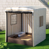 Kids Cabana-Style Sandpit with Canopy Windows, Water Basin and Bench Seats (1.2m)