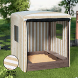 Kids Cabana-Style Sandpit with Canopy Windows, Water Basin and Bench Seats (1.2m)