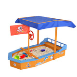 Wooden Boat Sand Pit with Canopy and Bench Seats (1.5m)