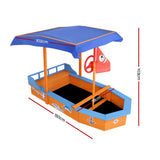 Wooden Boat Sand Pit with Canopy and Bench Seats (1.5m)
