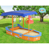 Wooden Boat Sand Pit with Canopy and Bench Seats (1.5m)