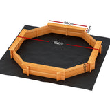 Kids Wooden Octagon Sand Pit with Cover and Bench Seats (1.82m)