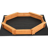 Kids Wooden Octagon Sand Pit with Cover and Bench Seats (1.82m)