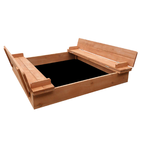 Wooden Sandbox Sand Pit with Foldable Seats / Timber Cover