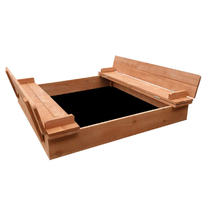 Wooden Sandbox Sand Pit with Foldable Seats / Timber Cover