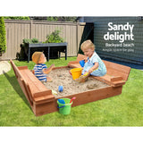 Wooden Sandbox Sand Pit with Foldable Seats / Timber Cover