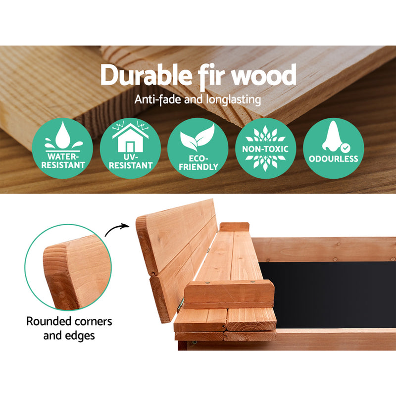 Wooden Sandbox Sand Pit with Foldable Seats / Timber Cover