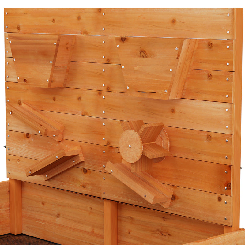 Kids Wooden Sandbox Sand Pit with Timber Play Wall and Cover (1.2m)