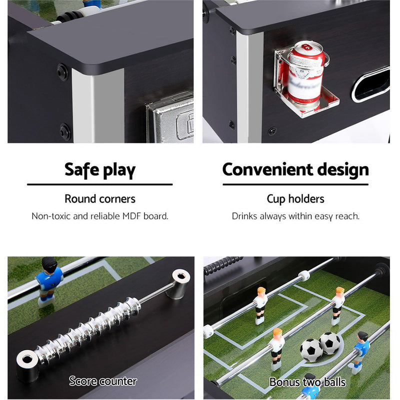 Foosball Table - Soccer Playroom Game (Solid Black & White Finish - 5Ft / 1.52M)