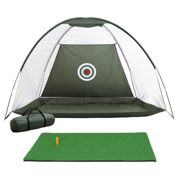 Golf Driving Practice Net plus Tee Mat for Training - 3m Dark Green