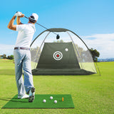Golf Driving Practice Net plus Tee Mat for Training - 3m Dark Green