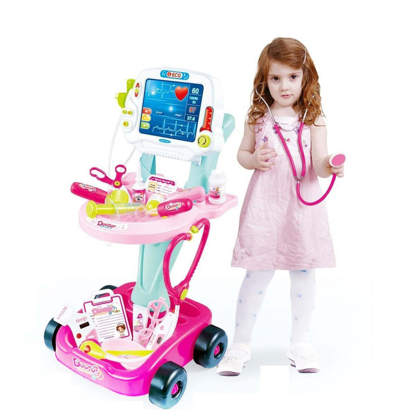 Kids Children's Doctors Medical Cart with ECG Machine and Accessories