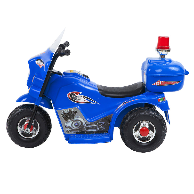 Kids Electric Ride On Police Motorbike 6V Battery (Blue)