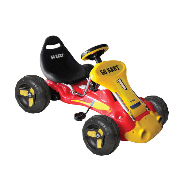 Kids Racing Style Pedal Go Kart / Billy Cart with Plastic Tyres (Red/Yellow)