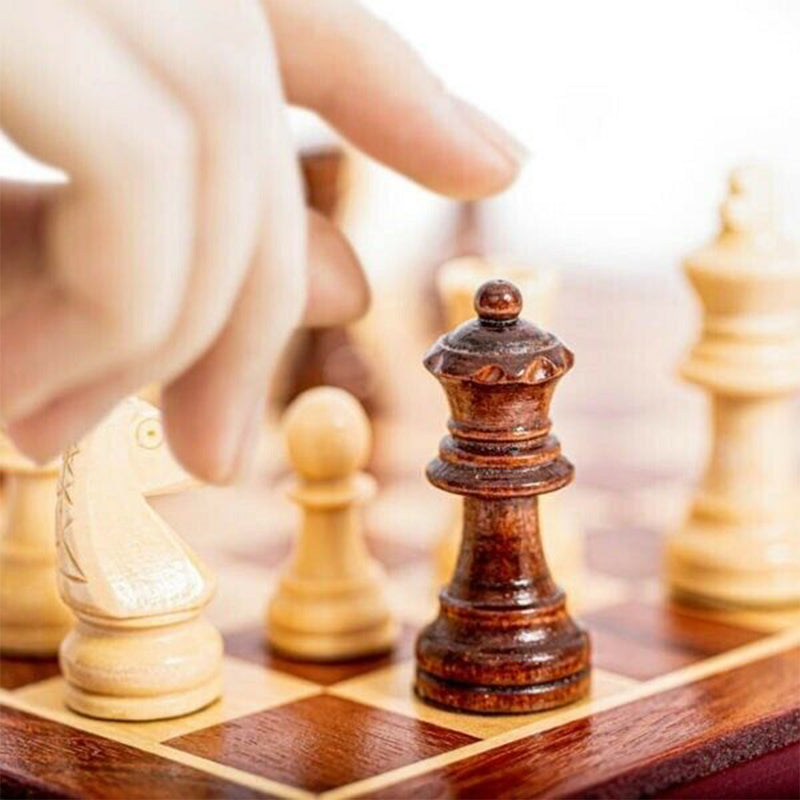3-in-1 Folding Wooden Chess Set - Chess, Draughts & Backgammon