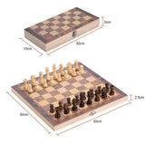 3-in-1 Folding Wooden Chess Set - Chess, Draughts & Backgammon