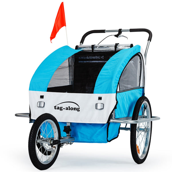 Kids Tag-Along Jogger Pram/Stroller and Bicycle Trailer - Green