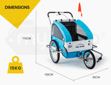 Kids Tag-Along Jogger Pram/Stroller and Bicycle Trailer - Green