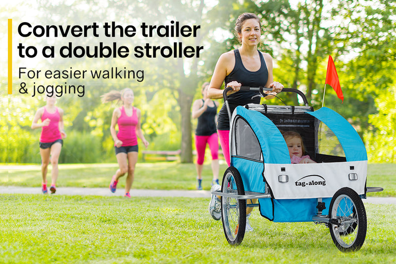 Kids Tag-Along Jogger Pram/Stroller and Bicycle Trailer - Green