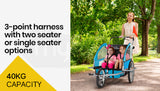 Kids Tag-Along Jogger Pram/Stroller and Bicycle Trailer - Green
