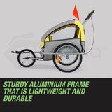 Kids Tag-Along Jogger Pram/Stroller and Bicycle Trailer - Yellow