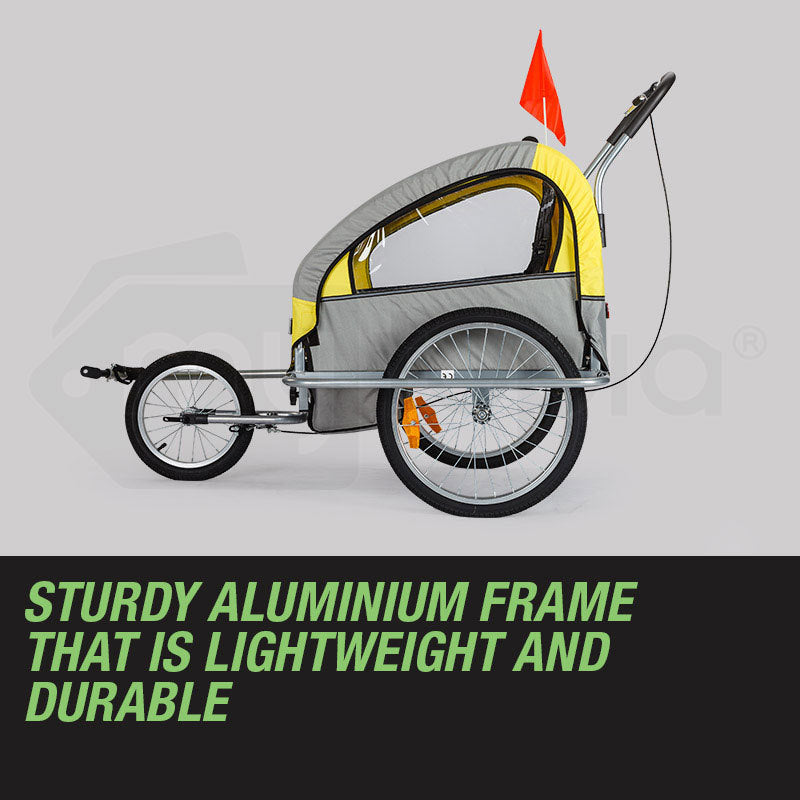 Kids Tag-Along Jogger Pram/Stroller and Bicycle Trailer - Yellow