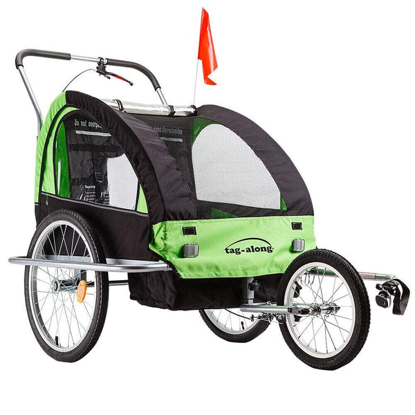 Kids Tag-Along Jogger Pram/Stroller and Bicycle Trailer - Green