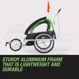 Kids Tag-Along Jogger Pram/Stroller and Bicycle Trailer - Green