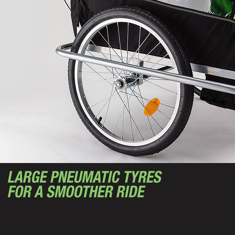 Kids Tag-Along Jogger Pram/Stroller and Bicycle Trailer - Green