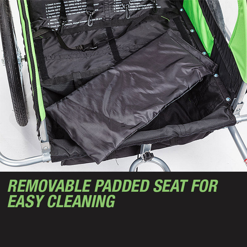 Kids Tag-Along Jogger Pram/Stroller and Bicycle Trailer - Green