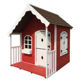 Kids Cottage Style Wooden Outdoor Cubby Playhouse (Red/White)