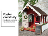 Kids Cottage Style Wooden Outdoor Cubby Playhouse (Red/White)