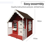Kids Cottage Style Wooden Outdoor Cubby Playhouse (Red/White)