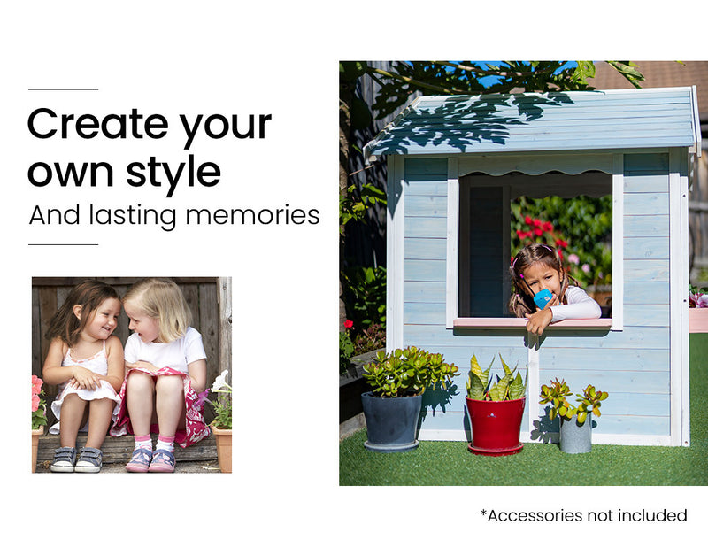 Kids Cottage Style Wooden Outdoor Cubby Playhouse